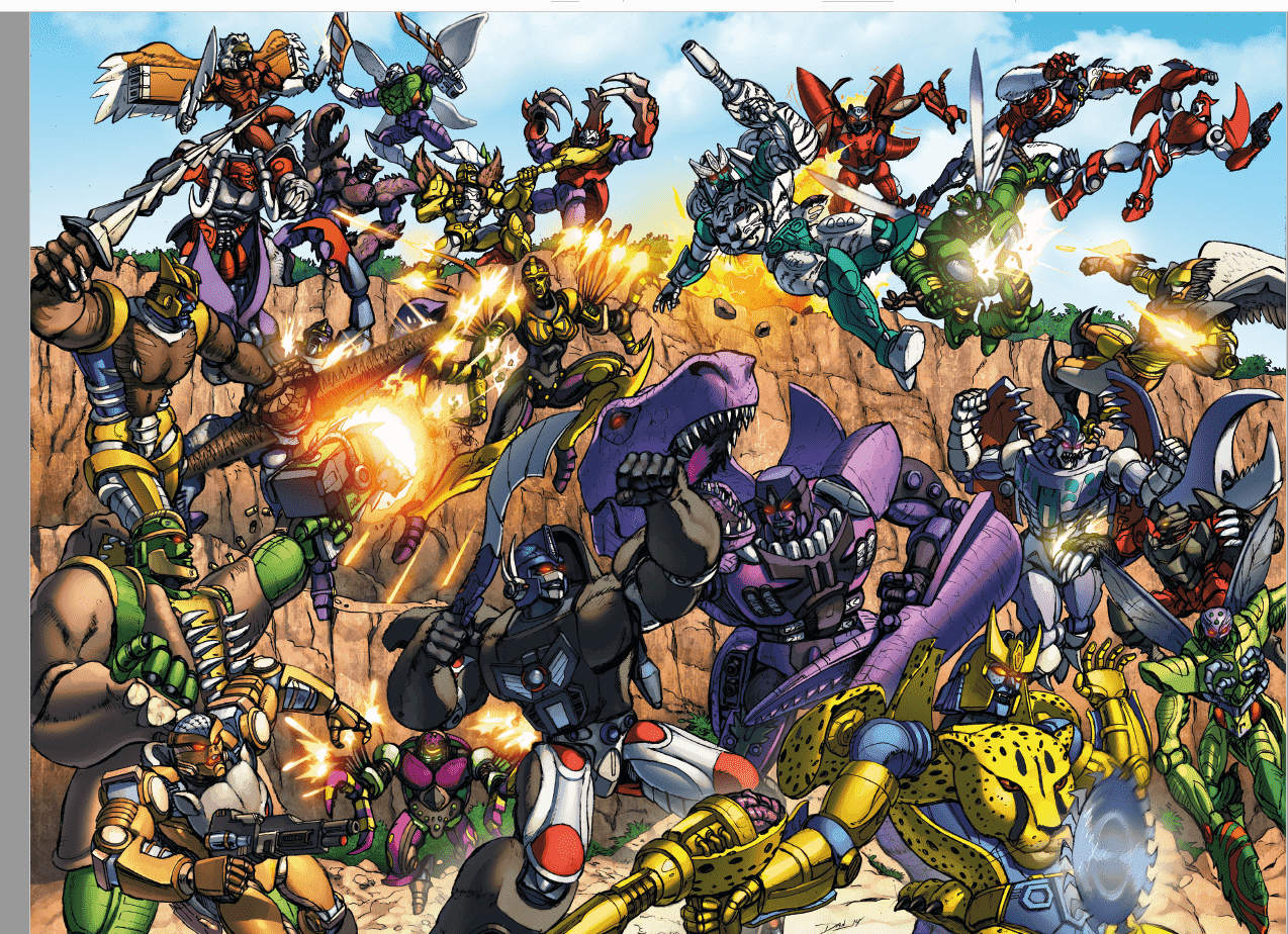 Transformers BEAST WARS Battle Scene. (Print) – Unreal Books